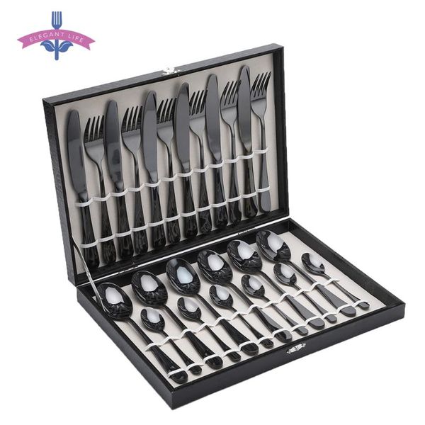 dinnerware sets 24 pcs black gold stainless steel cutlery flatware set spoon four-piece for el tableware gift party supplies kitchen tool
dinnerware sets 24 pcs black gold stainless steel cutlery flatware set spoon four-piece for el tableware gift party supplies kitchen tool