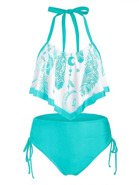 one-piece suits feather print flounce overlay cinched halter tankini swimsuit swimming bathing suit biquini set femme bikini
one-piece suits feather print flounce overlay cinched halter tankini swimsuit swimming bathing suit biquini set femme bikini