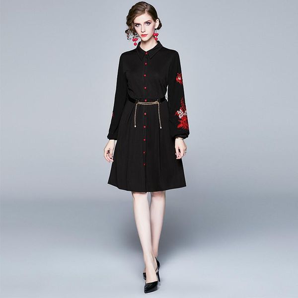casual dresses fashion women autumn winter long sleeve flower embroidery dress vintage designers office party vestidos female, Black;gray
casual dresses fashion women autumn winter long sleeve flower embroidery dress vintage designers office party vestidos female, Black;gray