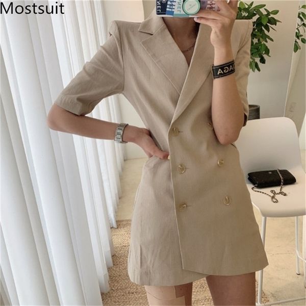summer korean double-breasted blazer dress women short sleeve notched collar mini dresses fashion vintage vestidos 210513, Black;gray
summer korean double-breasted blazer dress women short sleeve notched collar mini dresses fashion vintage vestidos 210513, Black;gray