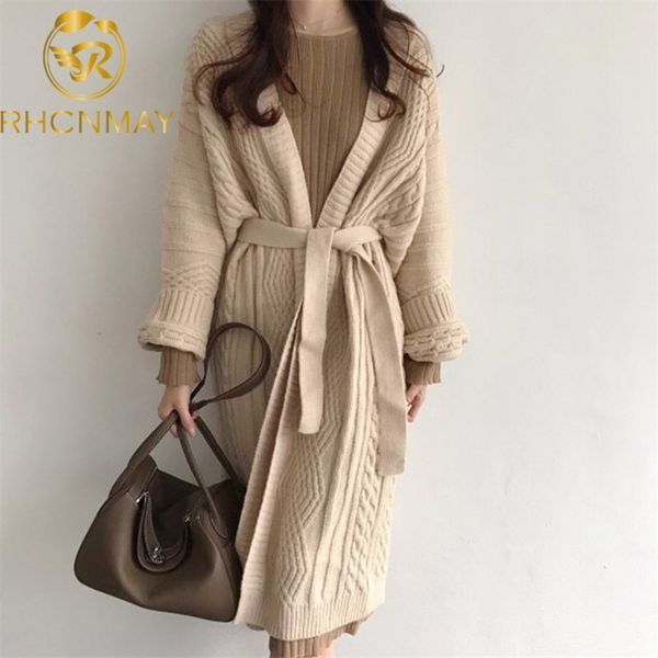 autumn winter female sweater knitted long cardigans korean style casual elegant womens coat 210520, White
autumn winter female sweater knitted long cardigans korean style casual elegant womens coat 210520, White