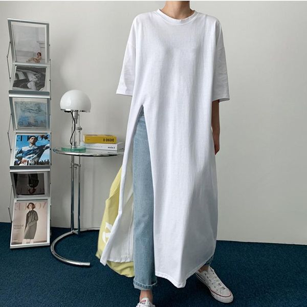 women's t-shirt johnature casual simple long slits women t-shirts 2021 summer o-neck short sleeve solid color loose female 2 colors, White
women's t-shirt johnature casual simple long slits women t-shirts 2021 summer o-neck short sleeve solid color loose female 2 colors, White