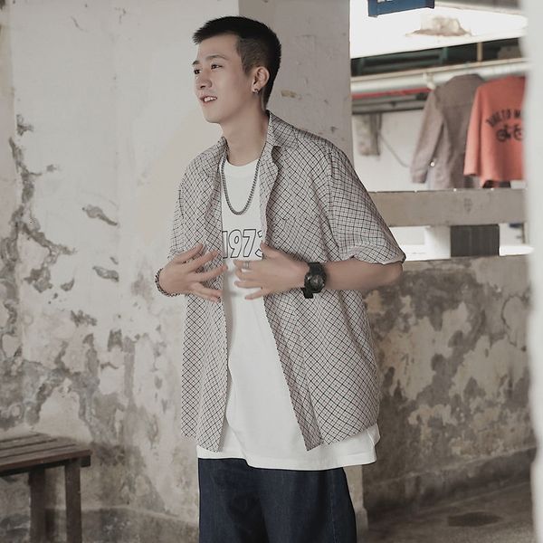 men's casual shirts summer plaid fashion retro men streetwear korean loose short sleeve mens dress -xl rj9a, White;black
men's casual shirts summer plaid fashion retro men streetwear korean loose short sleeve mens dress -xl rj9a, White;black