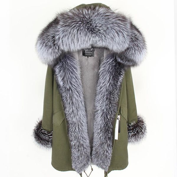 women's fur & faux nice ladies winter long silver detachable real coat to keep warm women parka, Black
women's fur & faux nice ladies winter long silver detachable real coat to keep warm women parka, Black