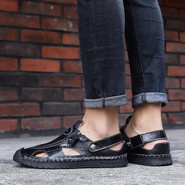 slippers summer men sandals shoes beach sandalias for man leather sandalen herren sport work sandel sandalia masculino, Black
slippers summer men sandals shoes beach sandalias for man leather sandalen herren sport work sandel sandalia masculino, Black