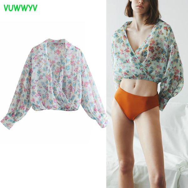 women blouses floral print cropped chiffon woman summer long sleeve womens elastic hem tunics 210430, White
women blouses floral print cropped chiffon woman summer long sleeve womens elastic hem tunics 210430, White