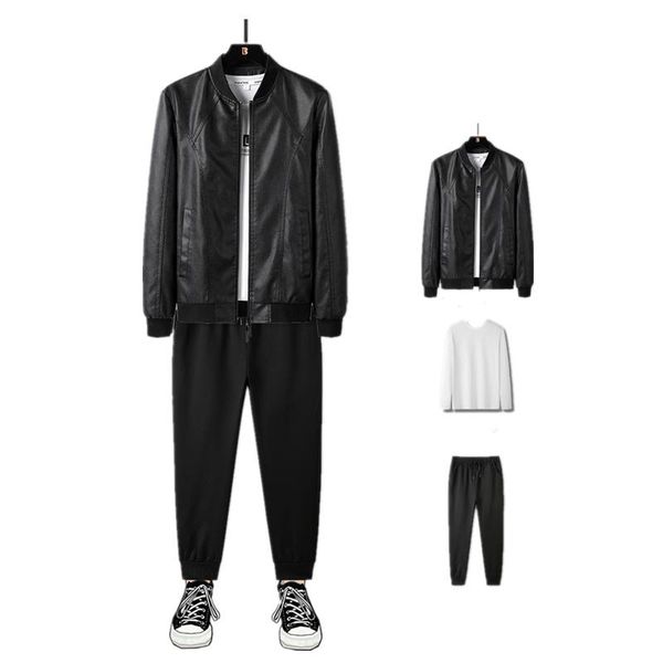 gym clothing mens 3 piece suits baseball faux leather jacket stand collar jackets motorcycle outwear joggers pants crewneck sweatshirt, White;black
gym clothing mens 3 piece suits baseball faux leather jacket stand collar jackets motorcycle outwear joggers pants crewneck sweatshirt, White;black