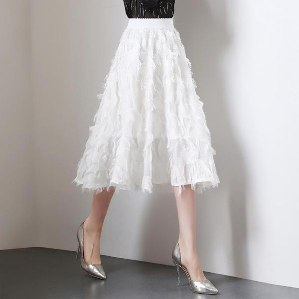skirts spring autumn long black white chiffon women elegant plover elastic high waist a-line skirt fairy fringe
skirts spring autumn long black white chiffon women elegant plover elastic high waist a-line skirt fairy fringe