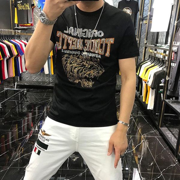 men's t-shirts design exaggerated short-sleeved fashion slim summer t-shirt personality letter animal diamond, White;black
men's t-shirts design exaggerated short-sleeved fashion slim summer t-shirt personality letter animal diamond, White;black