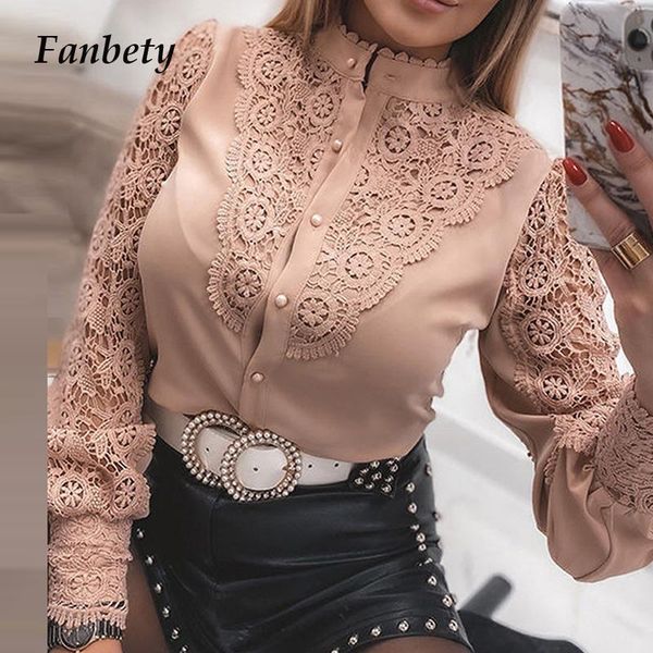 women's blouses & shirts women elegant hollow out lace shirt 2021 spring autumn puff long sleeve office lady stand neck patchwork, White
women's blouses & shirts women elegant hollow out lace shirt 2021 spring autumn puff long sleeve office lady stand neck patchwork, White