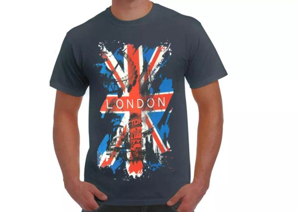 London View Splash Flag Design Printed Tee Unisex Quality Cotton T shirt Tops, White;black
London View Splash Flag Design Printed Tee Unisex Quality Cotton T shirt Tops, White;black