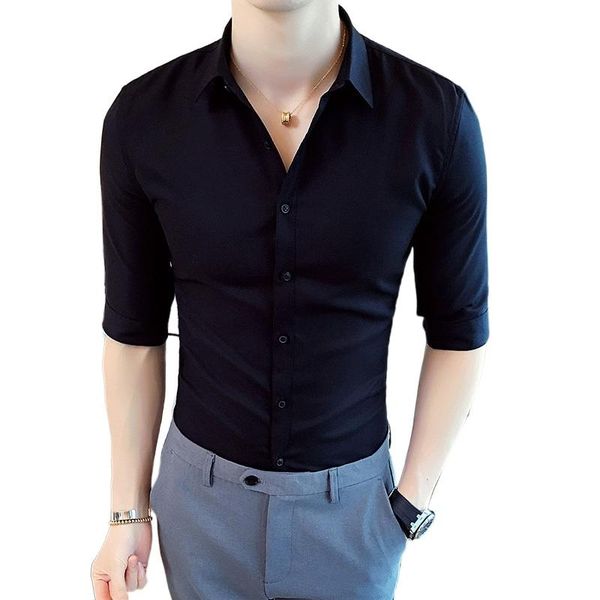 men's casual shirts summer clothing short-sleeved shirt 2021 solid color high-quality fashion slim three-quarter sleeve white, White;black
men's casual shirts summer clothing short-sleeved shirt 2021 solid color high-quality fashion slim three-quarter sleeve white, White;black