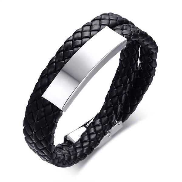 bangle 2021 stainless steel curved brand pu leather material double loop hand strap black for men's charm and personality bracelet
bangle 2021 stainless steel curved brand pu leather material double loop hand strap black for men's charm and personality bracelet
