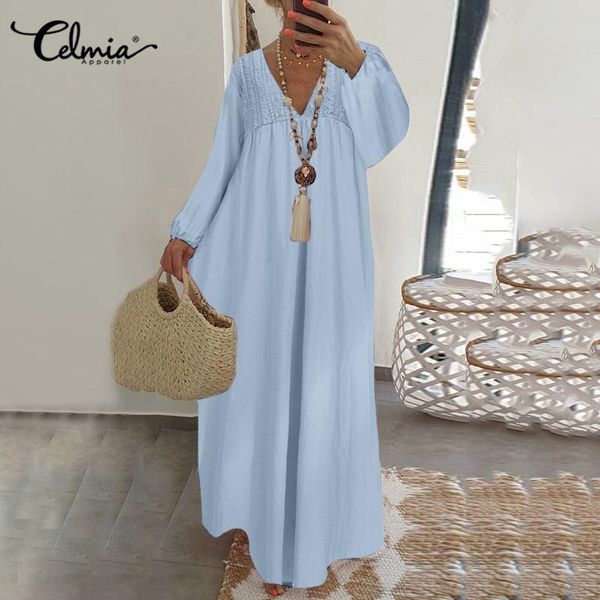 bohemian women long dress celmia autumn lantern sleeve casual lace stitching maxi sundress v neck ruffles beach robe dresses, Black;gray
bohemian women long dress celmia autumn lantern sleeve casual lace stitching maxi sundress v neck ruffles beach robe dresses, Black;gray