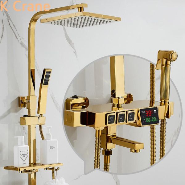 bathroom shower sets digital display set smart gold thermostatic system wall mount cold bath tap spa rainfall brass faucet
bathroom shower sets digital display set smart gold thermostatic system wall mount cold bath tap spa rainfall brass faucet