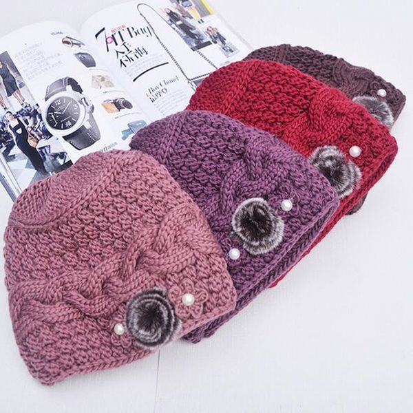 wide brim hats fashion crochet flower hat cap wool knitted for women skullies caps the old lady's gorros 4z1s, Blue;gray
wide brim hats fashion crochet flower hat cap wool knitted for women skullies caps the old lady's gorros 4z1s, Blue;gray