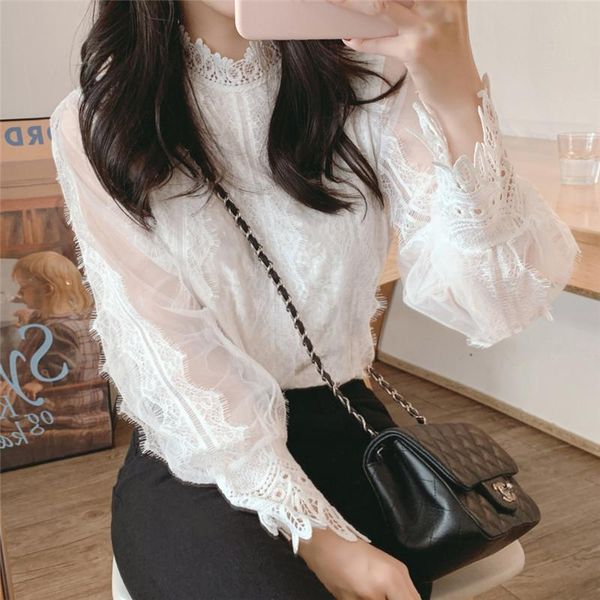 women's blouses & shirts 2021 stand collar lace solid long-sleeved simple all-match female pullover autumn winter women, White
women's blouses & shirts 2021 stand collar lace solid long-sleeved simple all-match female pullover autumn winter women, White