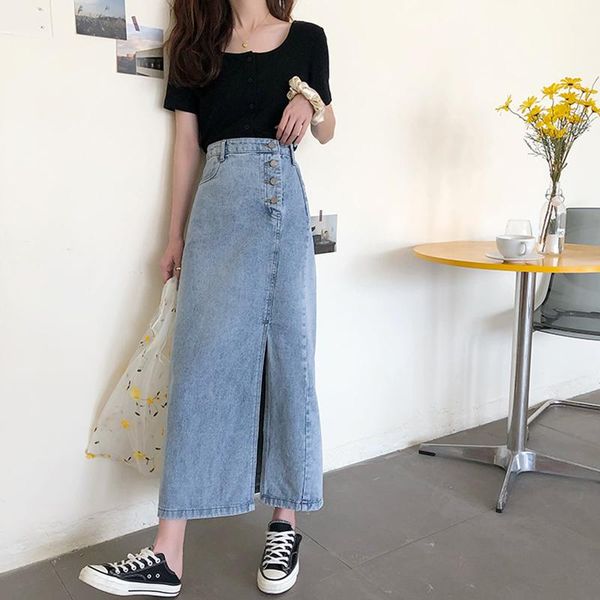 skirts 2021 vintage split denim jeans skirt women buttons high waist long maxi pocket harajuku korean plus size, Black
skirts 2021 vintage split denim jeans skirt women buttons high waist long maxi pocket harajuku korean plus size, Black