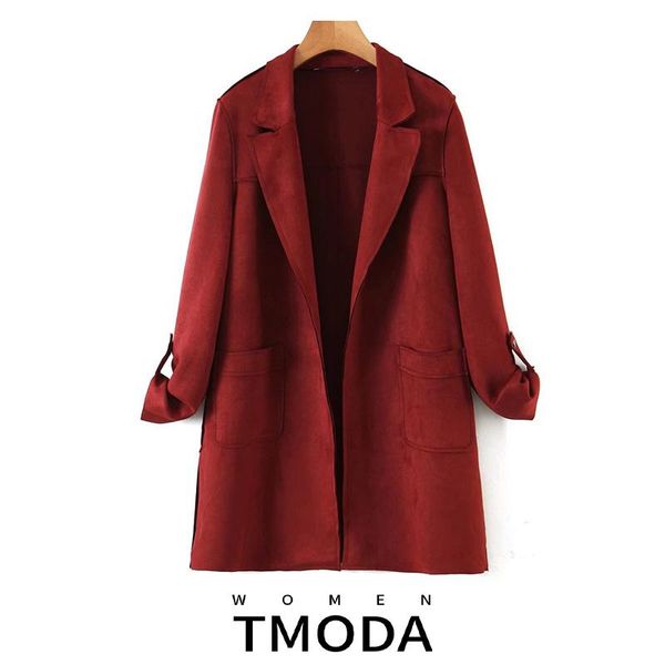 women's leather & faux tmoda2063 2021 autumn spring women long suede trench jacket ladies fall korean khaki red coat female, Black
women's leather & faux tmoda2063 2021 autumn spring women long suede trench jacket ladies fall korean khaki red coat female, Black