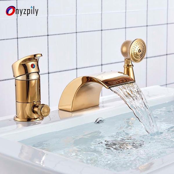 bathroom sink faucets 3 pcs golden brass deck mounted mixer tap bath basin vanity faucet water
bathroom sink faucets 3 pcs golden brass deck mounted mixer tap bath basin vanity faucet water