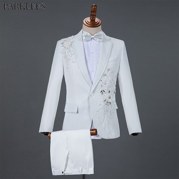 mens white floral sequin 2 pieces dress suit (jacket+pants) one button notched lapel wedding groom tuxedo suit male traje hombre 210522, White;black
mens white floral sequin 2 pieces dress suit (jacket+pants) one button notched lapel wedding groom tuxedo suit male traje hombre 210522, White;black