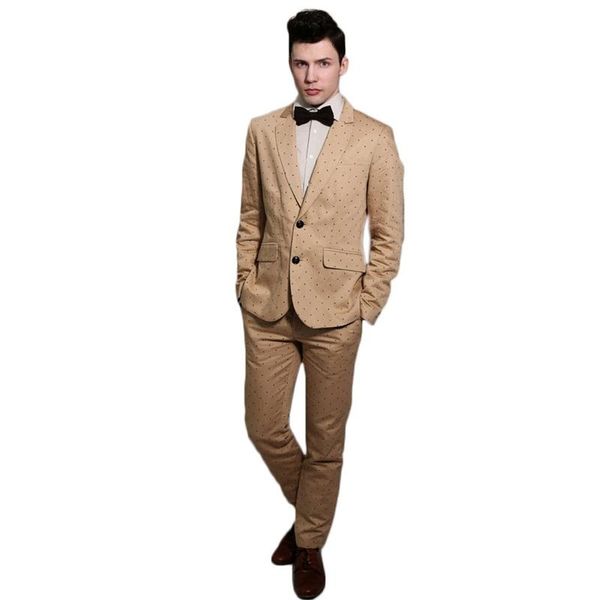 pieces khaki men suits modern dot custom made handsome cotton fit formal business coat+pant men's & blazers, White;black
pieces khaki men suits modern dot custom made handsome cotton fit formal business coat+pant men's & blazers, White;black