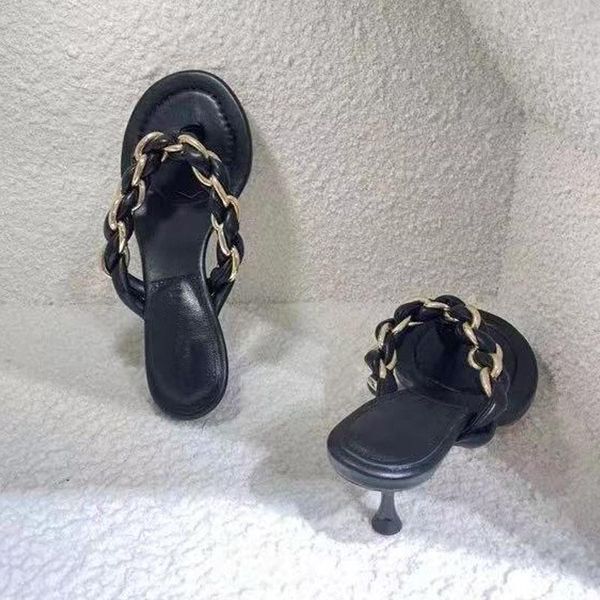 high heels summer breathable fashion handicrafts metal chain designer shoes comfort real leather luxury brands dress, Black
high heels summer breathable fashion handicrafts metal chain designer shoes comfort real leather luxury brands dress, Black