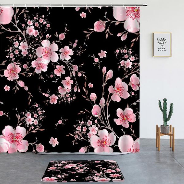 shower curtains pink flower print set rug bath mats cherry blossoms japanese-style black bathroom decor screen entrance door mat
shower curtains pink flower print set rug bath mats cherry blossoms japanese-style black bathroom decor screen entrance door mat