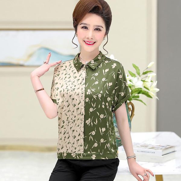 women silk blouse summer female floral printed turn-down elegant soft shirt short sleeve women's blouses & shirts, White
women silk blouse summer female floral printed turn-down elegant soft shirt short sleeve women's blouses & shirts, White