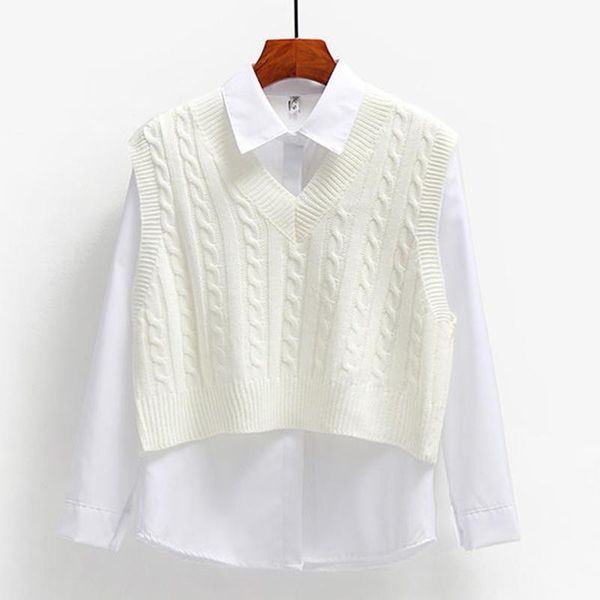 women's vests women knitted sweater sleeveless loose vest ladies v-neck pullover tank waistcoat female coats 2021, Black;white
women's vests women knitted sweater sleeveless loose vest ladies v-neck pullover tank waistcoat female coats 2021, Black;white