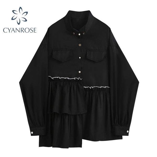 ruffle spliced black women blouses chic button cardigan stand collar shirts female streetwear gothic oversized harajuku ins 210515, White
ruffle spliced black women blouses chic button cardigan stand collar shirts female streetwear gothic oversized harajuku ins 210515, White