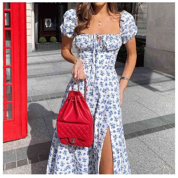 2021 new fashion bubble sleeve floral department light mature temperament high fork long skirt women's dress summer, Black;white
2021 new fashion bubble sleeve floral department light mature temperament high fork long skirt women's dress summer, Black;white