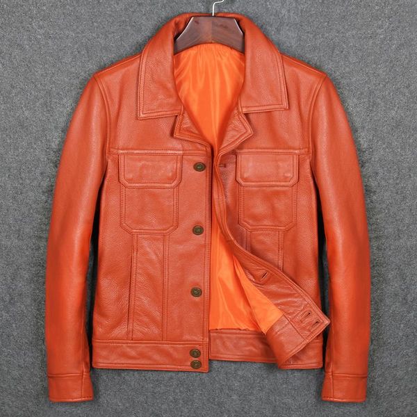men's leather & faux orange color man genuine jackets cow skin casual coat for, Black
men's leather & faux orange color man genuine jackets cow skin casual coat for, Black