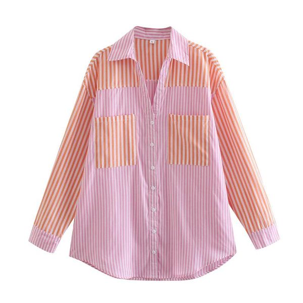 women's blouses & shirts single-breasted french color-blocking striped long-sleeved shirt loose plus size western chic, White
women's blouses & shirts single-breasted french color-blocking striped long-sleeved shirt loose plus size western chic, White