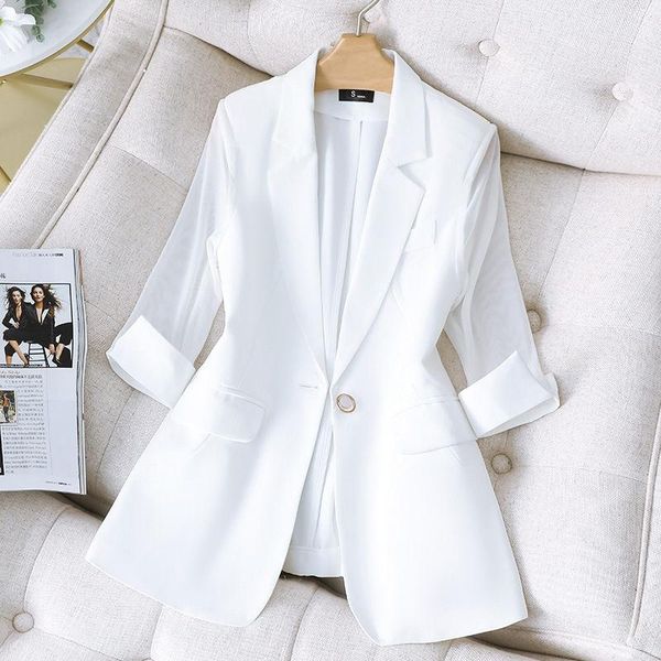 women's suits & blazers white suit jacket female 2021 autumn korean fashion slim women solid color casual half sleeve summer thin aq104, White;black
women's suits & blazers white suit jacket female 2021 autumn korean fashion slim women solid color casual half sleeve summer thin aq104, White;black