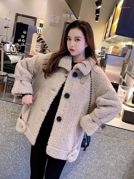 women's fur & faux women 2021 autumn winter fashion teddy coat jacket female thick warm jackets oversized ladies lambswool outwear d358, Black
women's fur & faux women 2021 autumn winter fashion teddy coat jacket female thick warm jackets oversized ladies lambswool outwear d358, Black