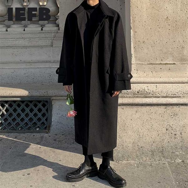 iefb men's winter woolen and mixtures coat long coat korean style fashion thickened loose single breasted overcoat 9y8453 211122, Black
iefb men's winter woolen and mixtures coat long coat korean style fashion thickened loose single breasted overcoat 9y8453 211122, Black
