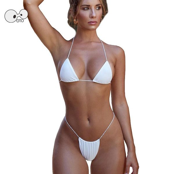Women's Swimwear Solid Color Micro Bikini Set Women Sexy String Halter Thong Backless Beachwear Bathing Suit Brazilian Swimsuit, White;black
Women's Swimwear Solid Color Micro Bikini Set Women Sexy String Halter Thong Backless Beachwear Bathing Suit Brazilian Swimsuit, White;black