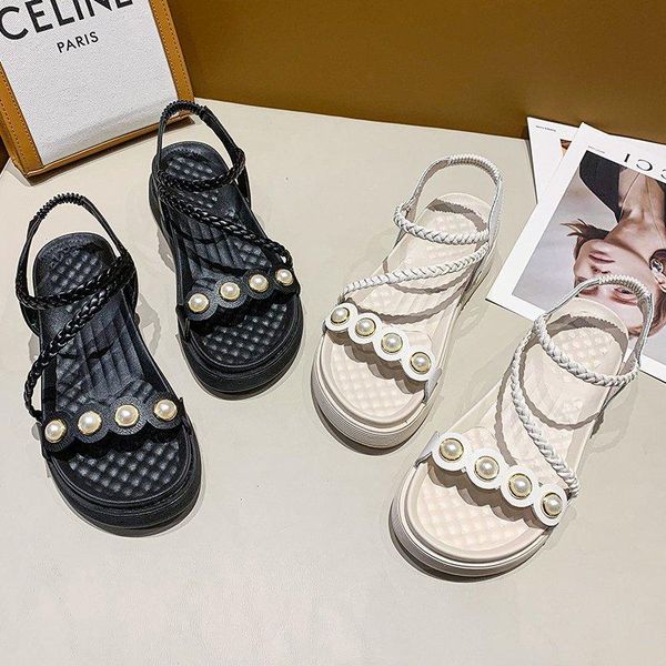 sandals female fairy wind 2021 summer fashion slope with thick crust increased simplicity pearl decoration shoes in rome, Black
sandals female fairy wind 2021 summer fashion slope with thick crust increased simplicity pearl decoration shoes in rome, Black