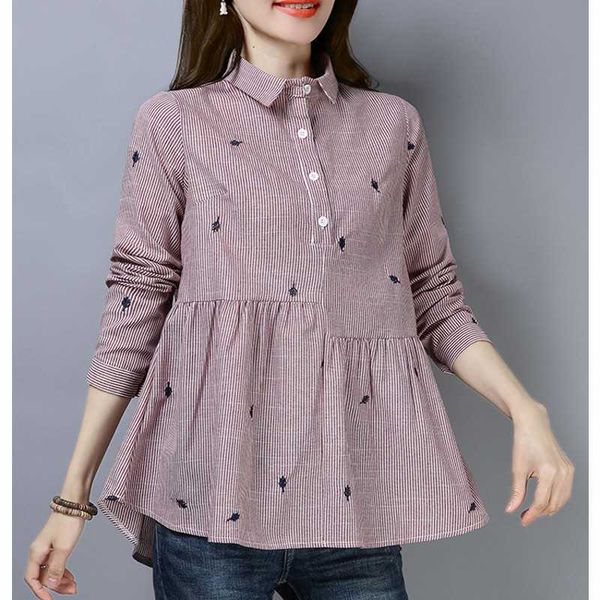 plus size women autumn shirt blue stripe floral embroidery femininos blusas vintage long sleeve elegant casual lady blouse 210601, White
plus size women autumn shirt blue stripe floral embroidery femininos blusas vintage long sleeve elegant casual lady blouse 210601, White