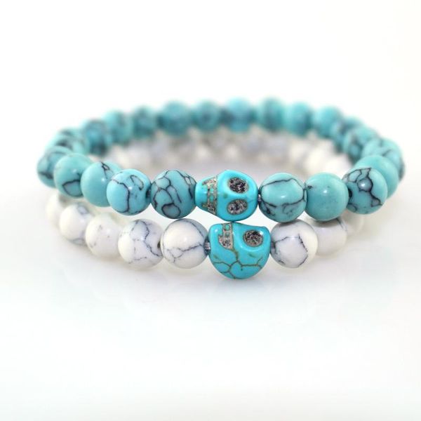 beaded, strands simple fashion male and female couple bracelet natural white blue pine stone hand string punk wind skeleton, Black
beaded, strands simple fashion male and female couple bracelet natural white blue pine stone hand string punk wind skeleton, Black