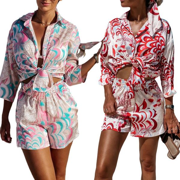 women's tracksuits summer 2 pcs women casual printed outfits adults button down long sleeve lapel shirt + shorts with pocket beach styl, Gray
women's tracksuits summer 2 pcs women casual printed outfits adults button down long sleeve lapel shirt + shorts with pocket beach styl, Gray