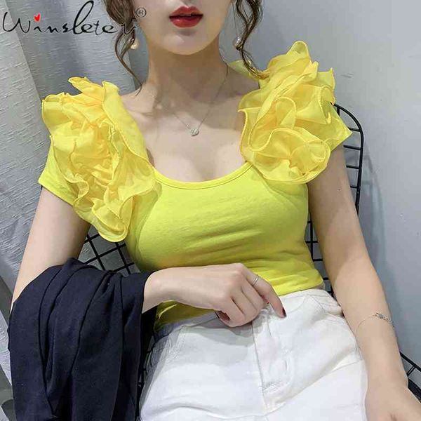 women's t-shirt summer european style cotton solid fashion ruffles slim elegant women back all match tees t13920a r8v3, White
women's t-shirt summer european style cotton solid fashion ruffles slim elegant women back all match tees t13920a r8v3, White