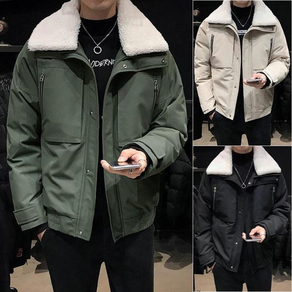 men's down & parkas the winter han edition temperament of short coat lapel tooling cotton-padded jacket 991y, Black
men's down & parkas the winter han edition temperament of short coat lapel tooling cotton-padded jacket 991y, Black