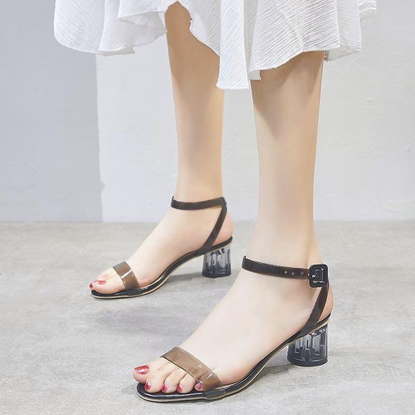 slippers transparent pvc women summer high heel open toe flat sandals pin buckle zapatos de mujer, Black
slippers transparent pvc women summer high heel open toe flat sandals pin buckle zapatos de mujer, Black