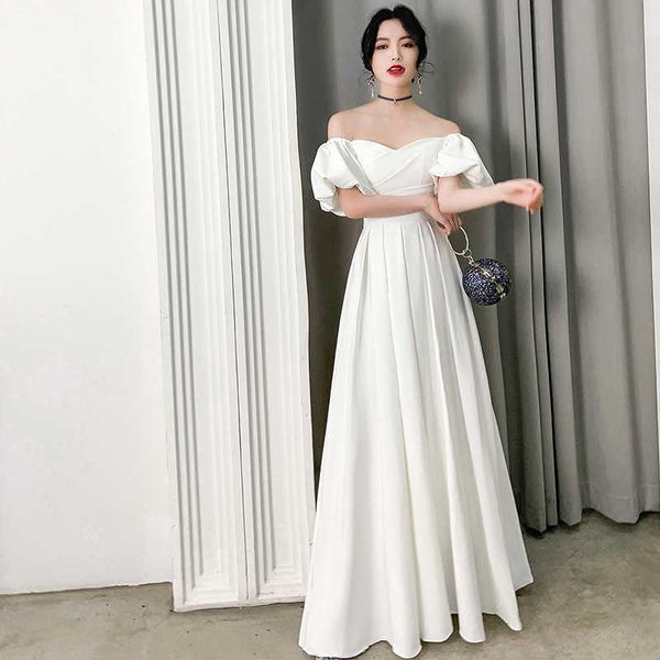 luxury evening dress white evening dr's 2021 summer one shoulder host celebrity banquet temperament long style, Black;gray 
luxury evening dress white evening dr's 2021 summer one shoulder host celebrity banquet temperament long style, Black;gray