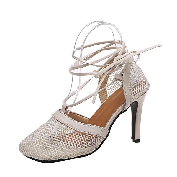 dress shoes fashion lace up women sandals square toe thin heel cross tied party sandarias mesh upper femenina, Black
dress shoes fashion lace up women sandals square toe thin heel cross tied party sandarias mesh upper femenina, Black
