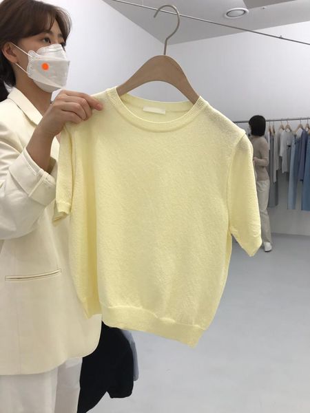 women's t-shirt 2021 summer korean fashion all-match solid color round neck slim thin knit short-sleeved women sexy, White
women's t-shirt 2021 summer korean fashion all-match solid color round neck slim thin knit short-sleeved women sexy, White