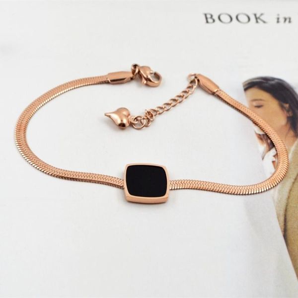 stainless steel flat snake chain bracelets black square charm bracelet for women 2021 gold silver rose color jewelry link,
stainless steel flat snake chain bracelets black square charm bracelet for women 2021 gold silver rose color jewelry link,