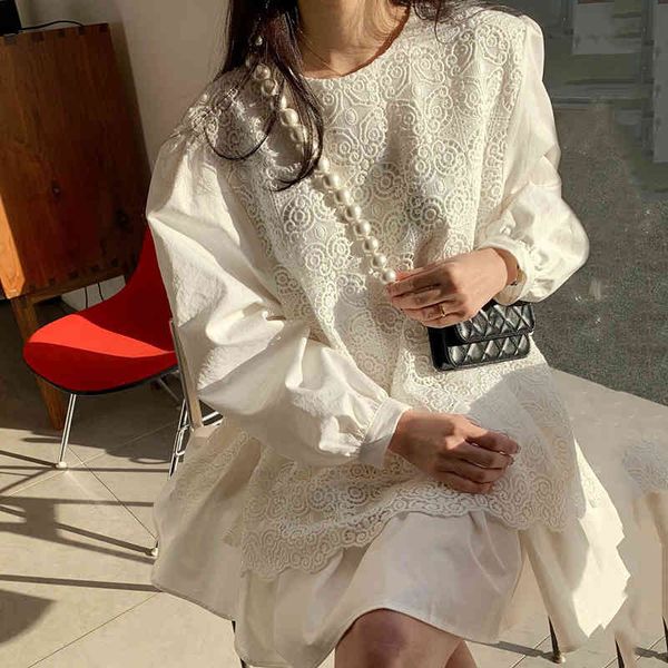 spring female loose sweet casual round neck long sleeve white patchwork lace hollow out ruffles a-line dress 8p100 210510, Black;gray
spring female loose sweet casual round neck long sleeve white patchwork lace hollow out ruffles a-line dress 8p100 210510, Black;gray